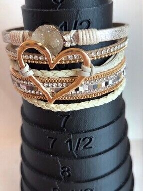 NWT-19.5cm/7.68 In Bohemian Multi-Layer Imitation Faux Leather Bracelet